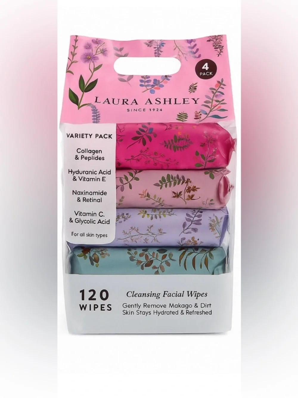 Laura Ashley Facial Cleansing Wipes 4 Pack Variety‎ Set 120 Total New